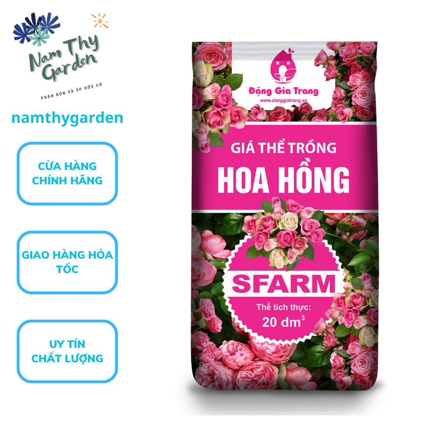 Giá thể trồng Hoa Hồng đầy đủ khoáng chất Sfarm bao 20dm3