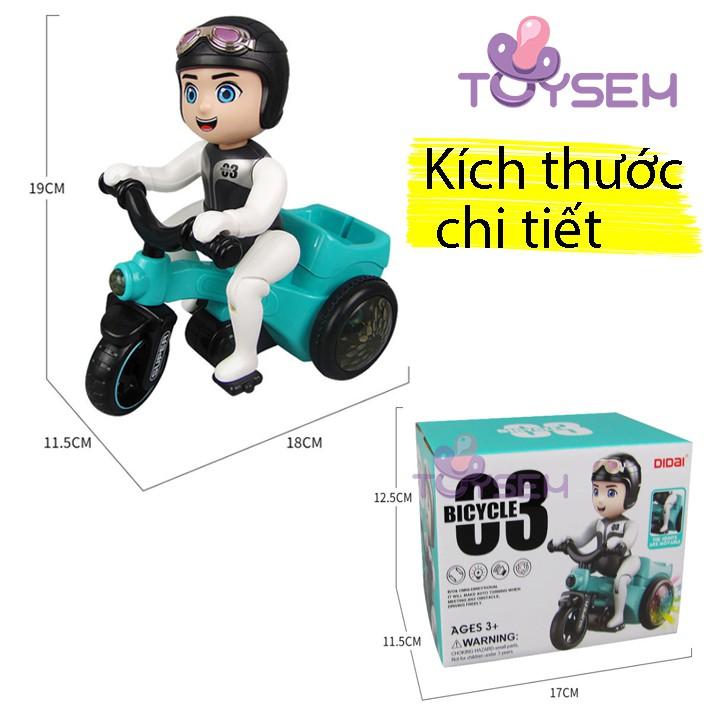 Xe đồ chơi trẻ em bé đi xe đạp xoay 360 độ có nhạc và đèn sáng 3 màu - Quà tặng sinh nhật, thôi nôi cho bé