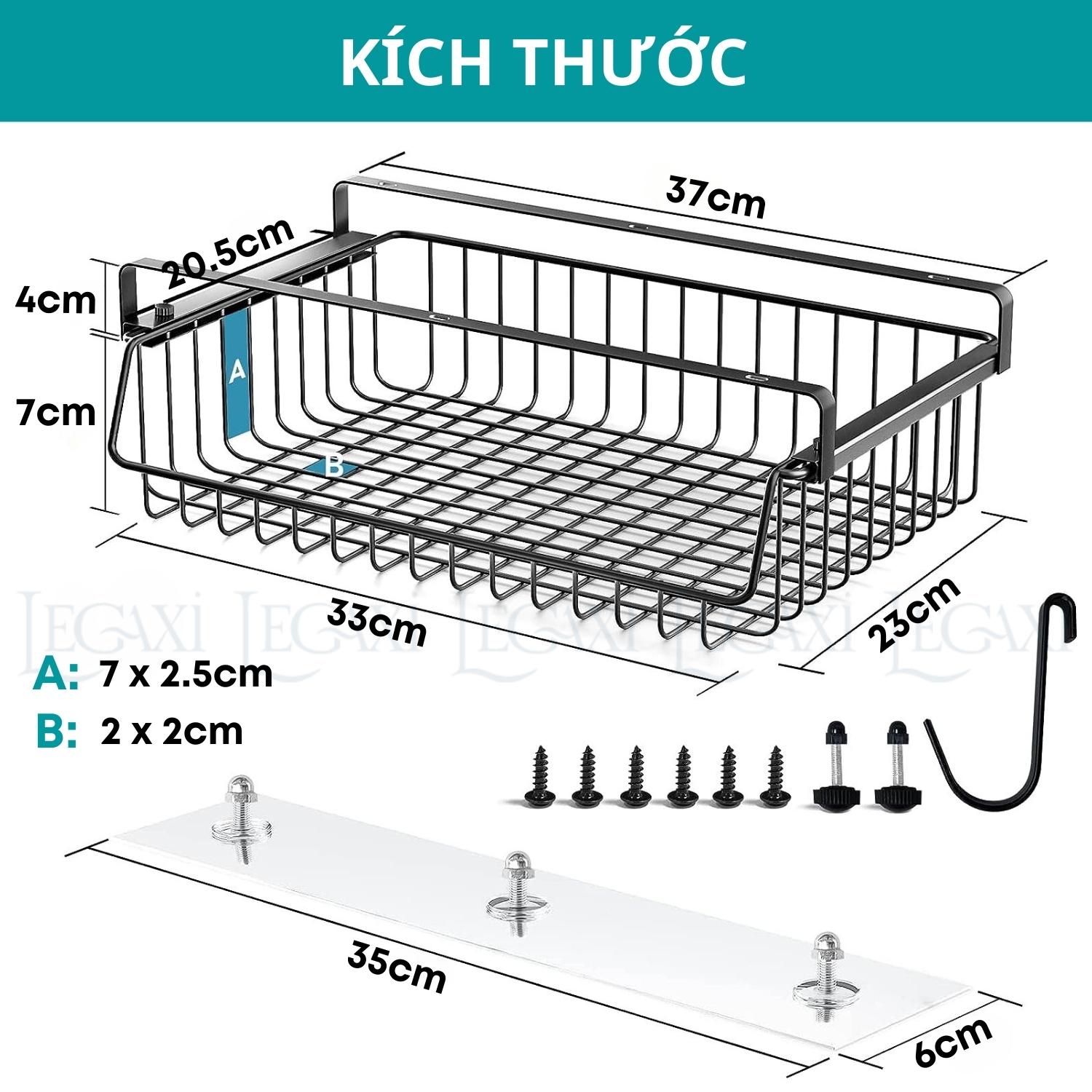 Khay lưới khung sắt để đồ dán dưới bàn làm việc bàn học làm việc ngăn bàn, hộc bàn văn phòng phẩm Legaxi