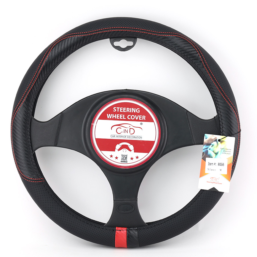 Bọc Vô Lăng CIND 8056 - Đen đỏ carbon M (37cm-38cm)