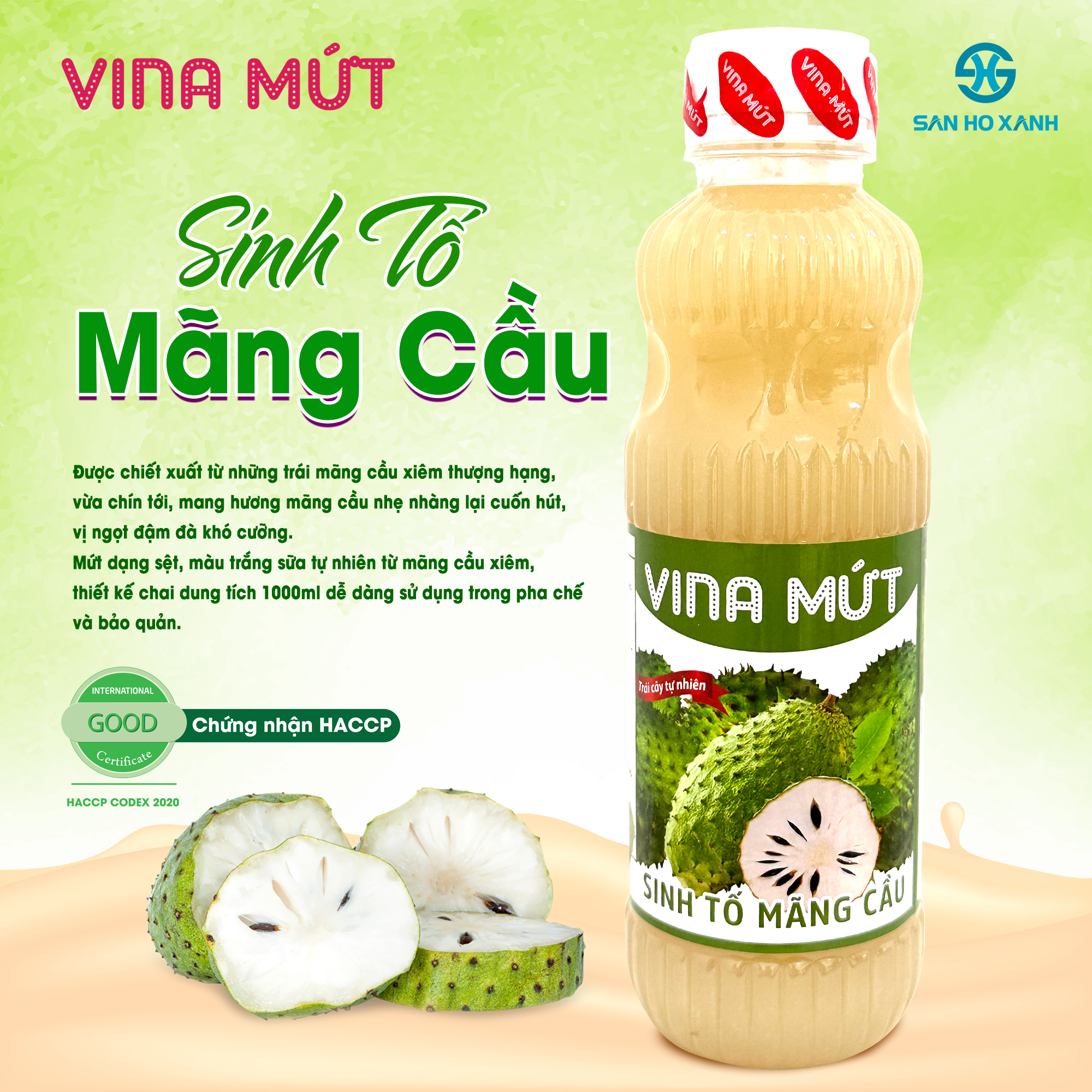 Sinh Tố VINA MỨT 1000ml - 10 Vị Trái Cây Tươi Tự Nhiên