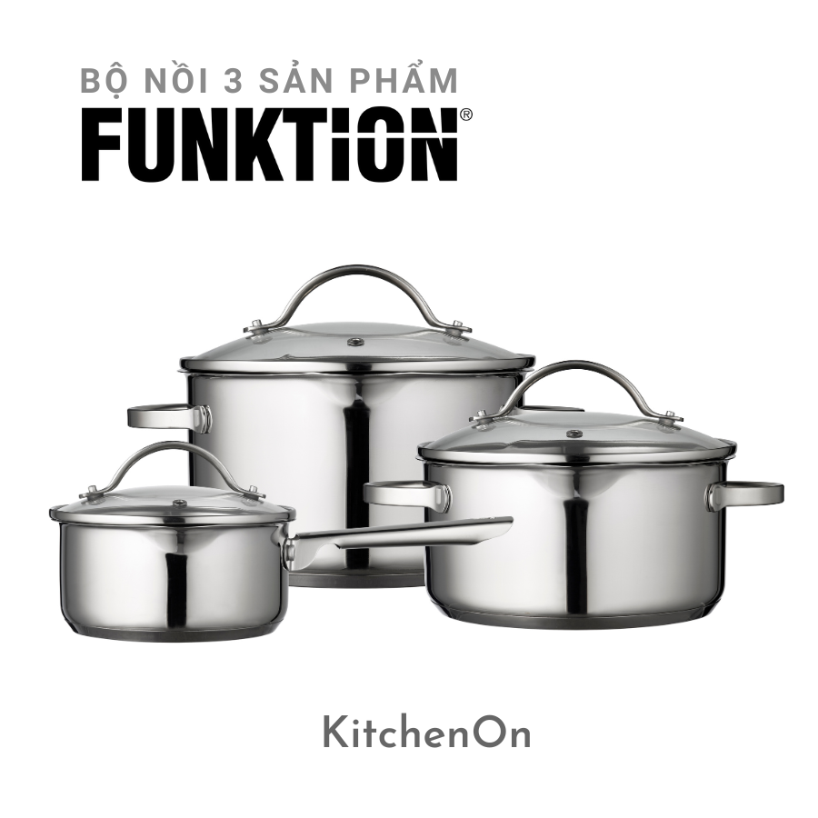 Bộ nồi inox FUNKTION 3 món nhập khẩu