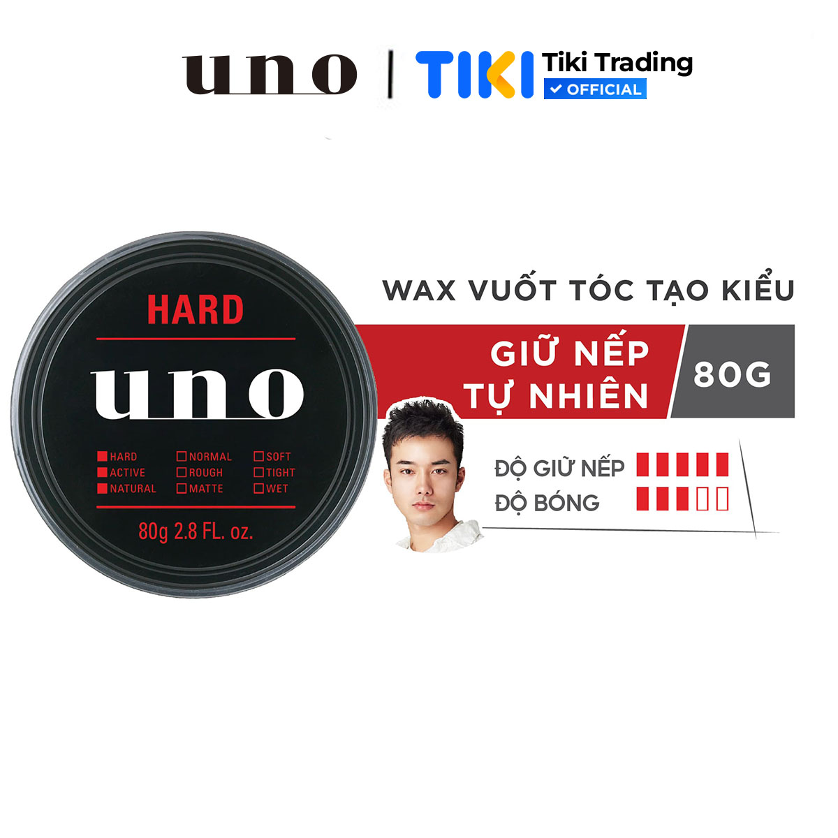 Sáp vuốt tóc tạo kiểu Giữ Nếp Tự Nhiên UNO Hybrid Hard 80g