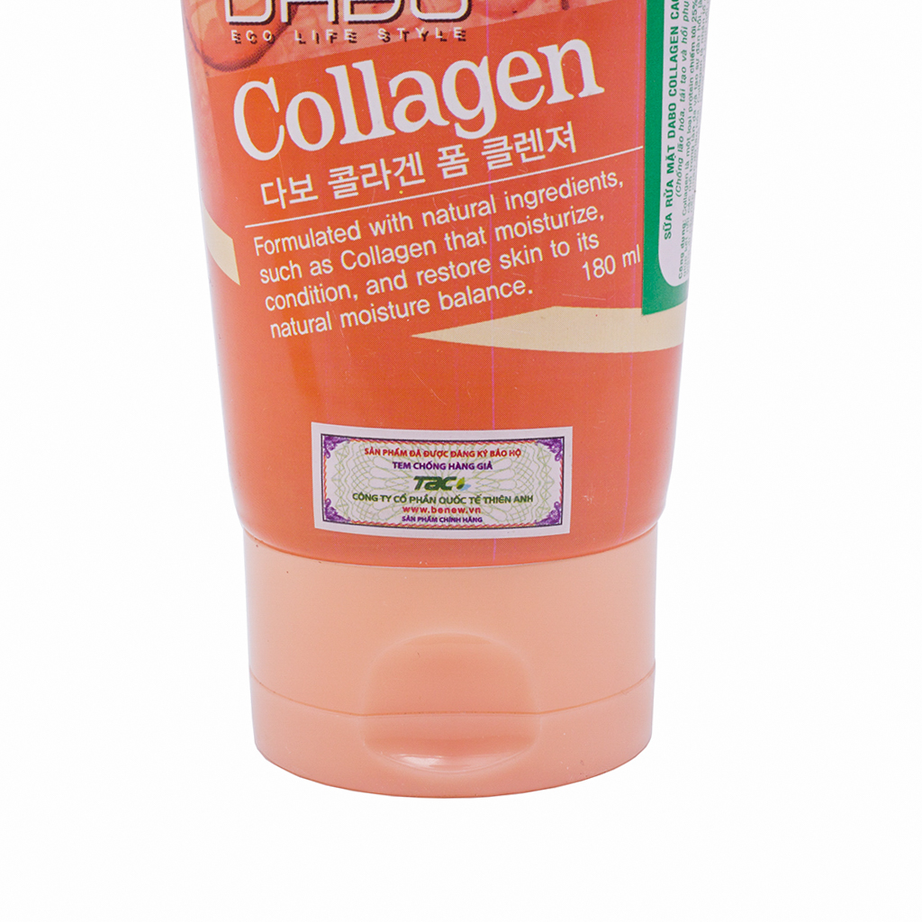 Sữa rửa mặt Hàn Quốc ngăn ngừa lão hóa, dưỡng trắng sáng da Dabo Collagen (180ml)