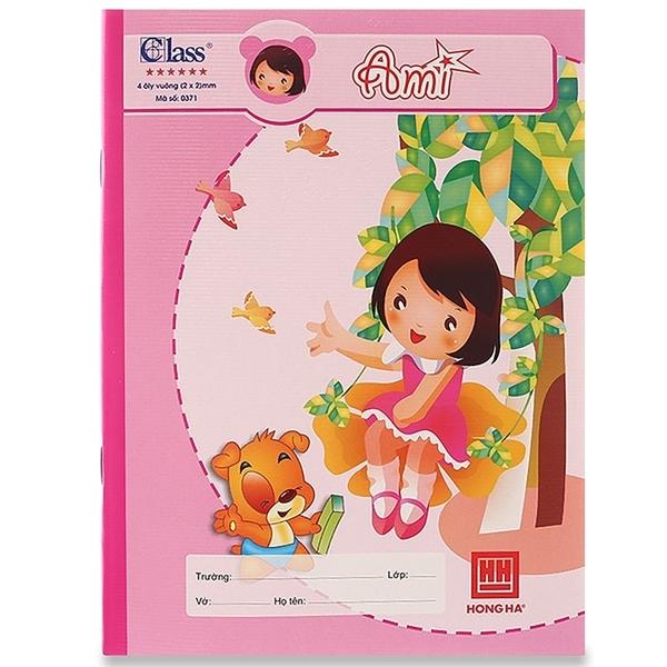 Combo 5 Vở Class Ami - 4 Ô Ly 96 Trang ĐL 100g/m2 - Hồng Hà 0371 (Mẫu Màu Giao Ngẫu Nhiên)