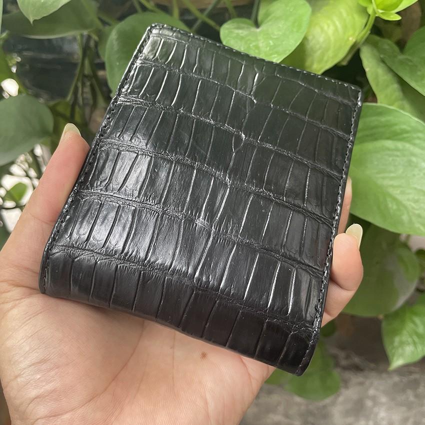 Bóp Da Cá Sấu Ví Nam Cá Sấu Phần Bụng Cao Cấp Giá Rẻ Màu Đen ST25 Full Hộp