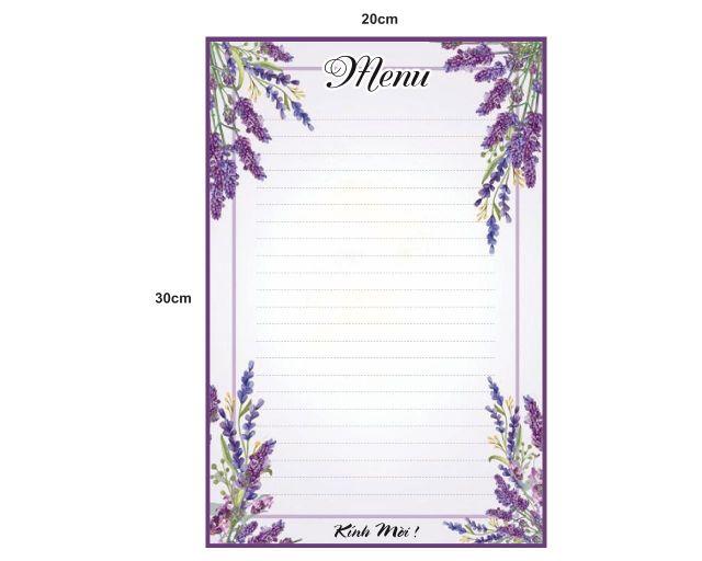 Menu có keo sẵn, giấy PP , viết chữ được, khổ A4 115