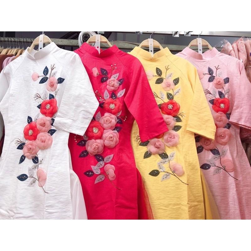 Set áo dài đính hoa & chân váy