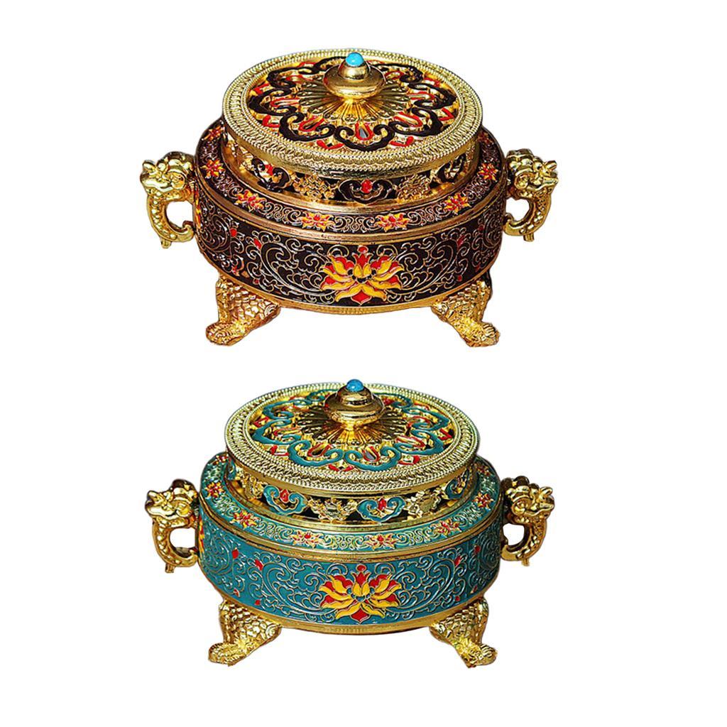 2pcs Tibetan Bronze Incense Burner Holder Art Censer Home Decor Ornaments