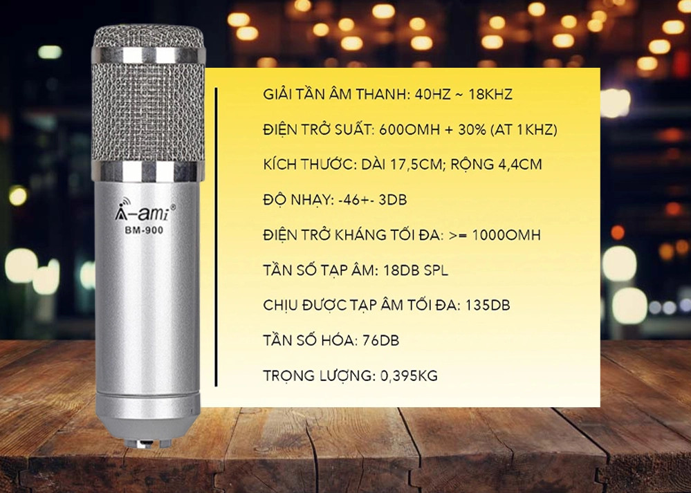 Micro thu âm AMI BM900 kết nối được tất cả soundcard- Cho chất âm đầu vào tốt- lựa chọn trong tầm giá