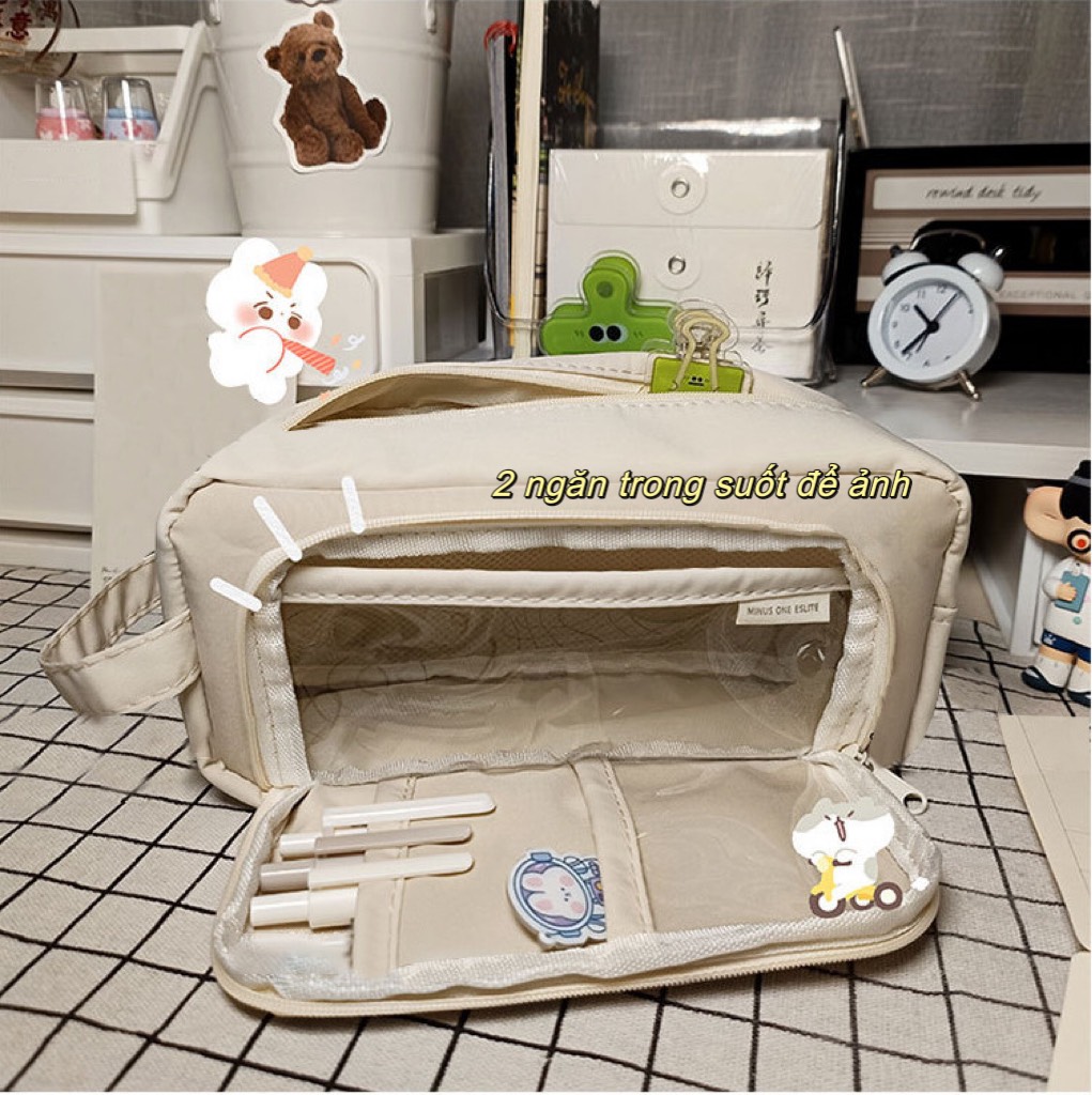 Túi đựng bút viết vải xinh cute nhiều ngăn học sinh nữ đáng yêu, Bóp chứa đồ dùng cỡ to đa năng đi học đi làm giá rẻ