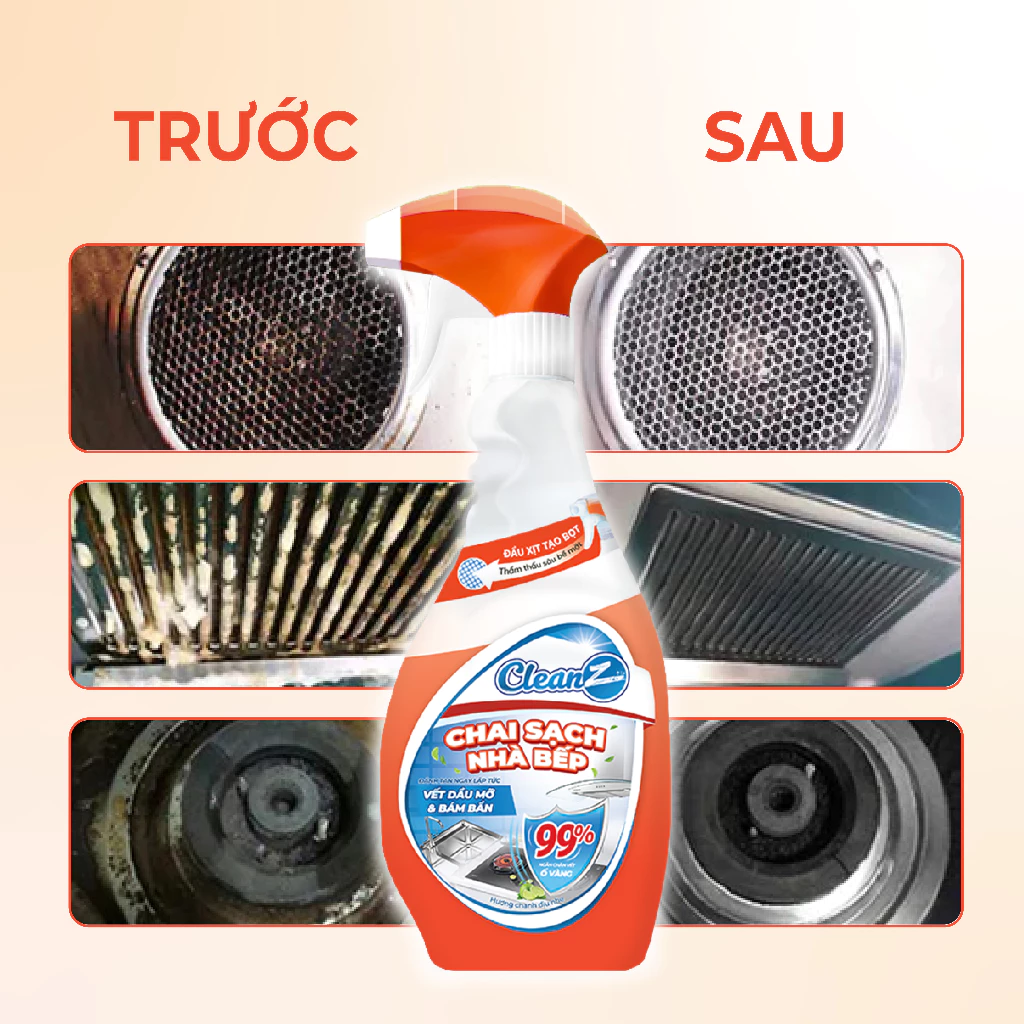 Combo 3 chai sạch đa năng Cleanz hương Chanh (không xịt bọt) + Quà tặng