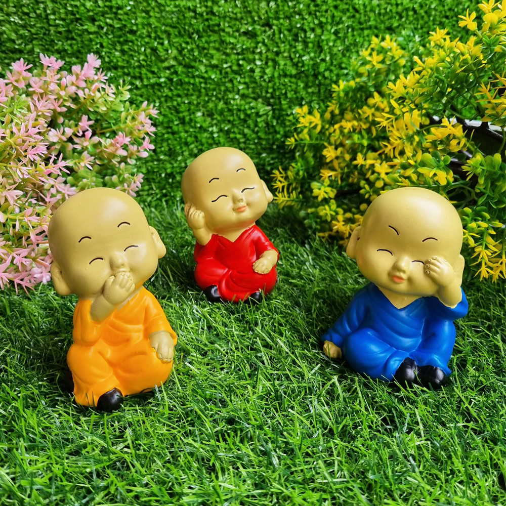 Bộ 03 chú tiểu Tam Không 8cm áo màu sinh động