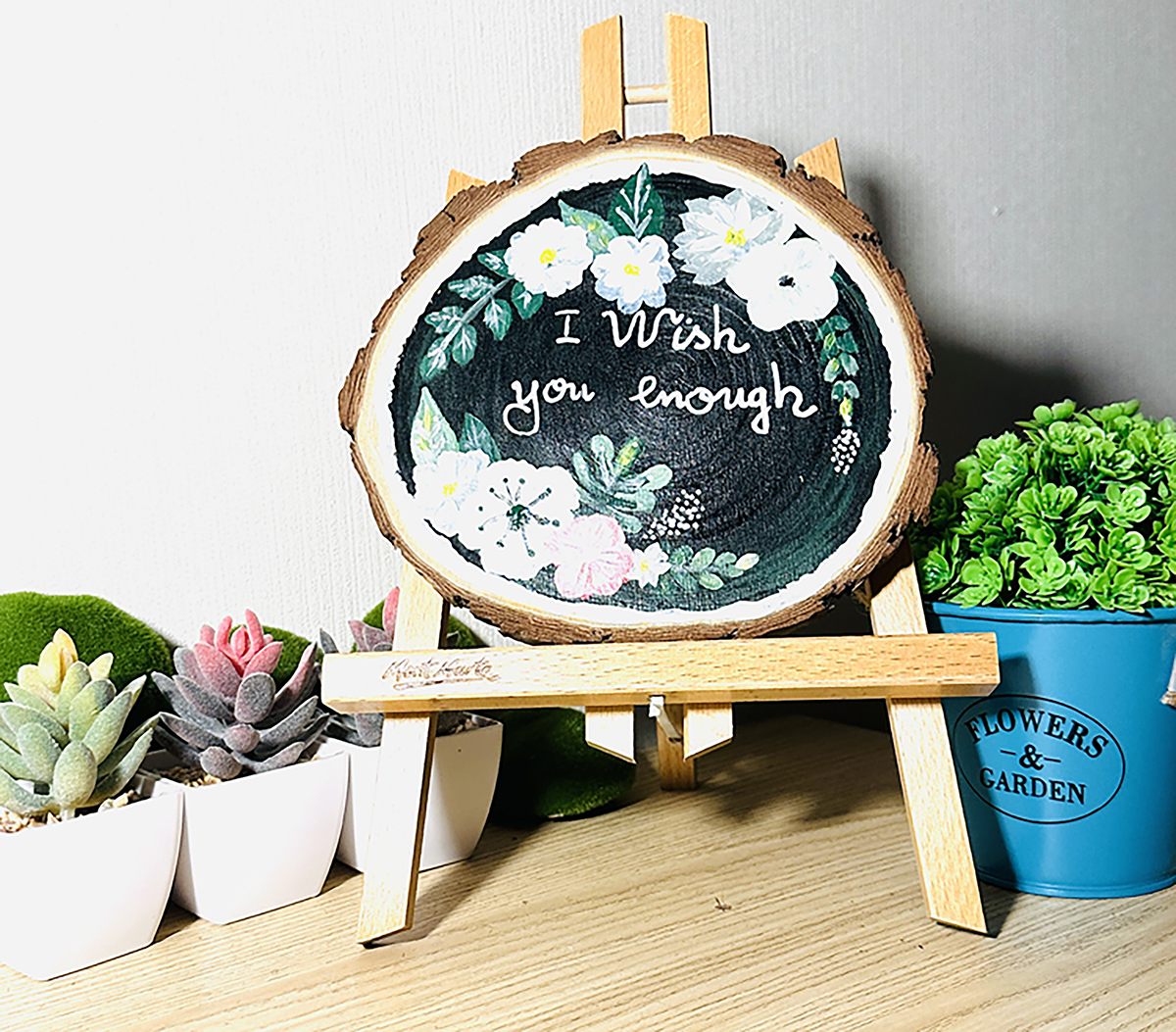 Tranh Vẽ Tay Trên Gỗ Thông I Wish You Are Enough – Decor Bàn Làm Việc – Quà Tặng Handmade Độc Bản