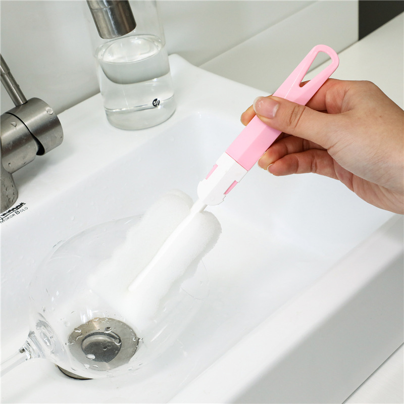 Cây Cọ Rửa Ly Cốc, Chai Lọ, Bình Sữa Bằng Mút Xốp Cán Rời Có Móc Treo Tiện Dụng Cho Gia Đình, Quán Ăn, Cà Phê - Dụng Cụ Rửa Ly Cốc Nhỏ Gọn Tiện Dụng