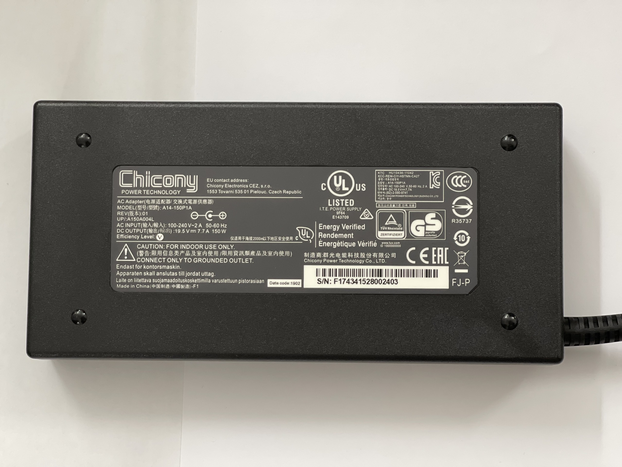 Sạc dành cho Laptop MSI WE63 WE63 8SI-238 WE63 8SI-239 WE63 8SJ WE63 8SJ-233 19.5V 7.7A Chân 7.4mm kèm dây nguồn hàng nhập khẩu