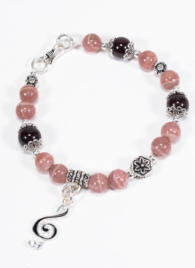 Vòng Thạch Anh Dâu Phối Garnet & Charm Dream Catcher Bạc Ngọc Quý Gemstones