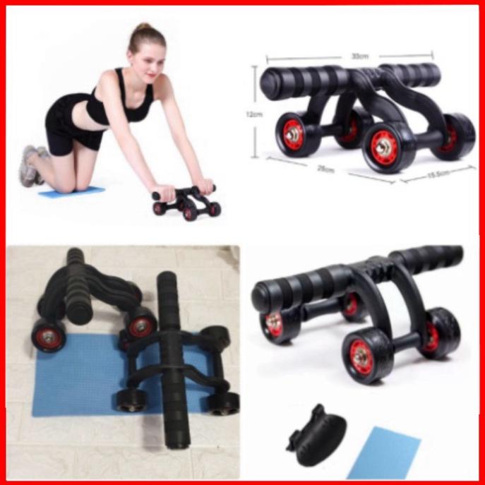 Con lăn tập bụng gym 4 bánh tặng miếng thảm con lăn tập cơ bụng dùng cho cả vđv chuyên nghiệp