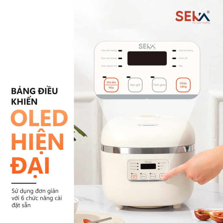 Nồi Cơm Điện Tách Đường 1.6L Seka SK1029 Công Suất 700W Lòng Nồi Ceramic, Bảng Điểu Khiển OLED - Hàng Chính Hãng