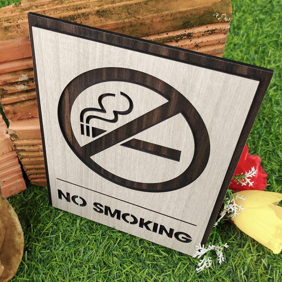 Bảng gỗ cấm hút thuốc sẵn keo 2 mặt dán tường