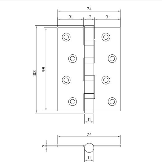 BẢN LỀ CỬA IVAN 43101.102 SSS DÀI 100MM DÀY 2LY