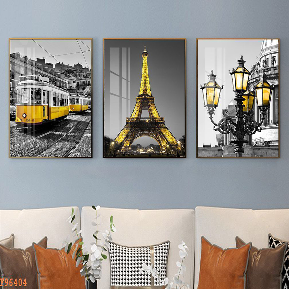Tranh Thành Phố Paris Đẹp - Bộ 3 Bức Canvas Phong Cảnh Đẹp
