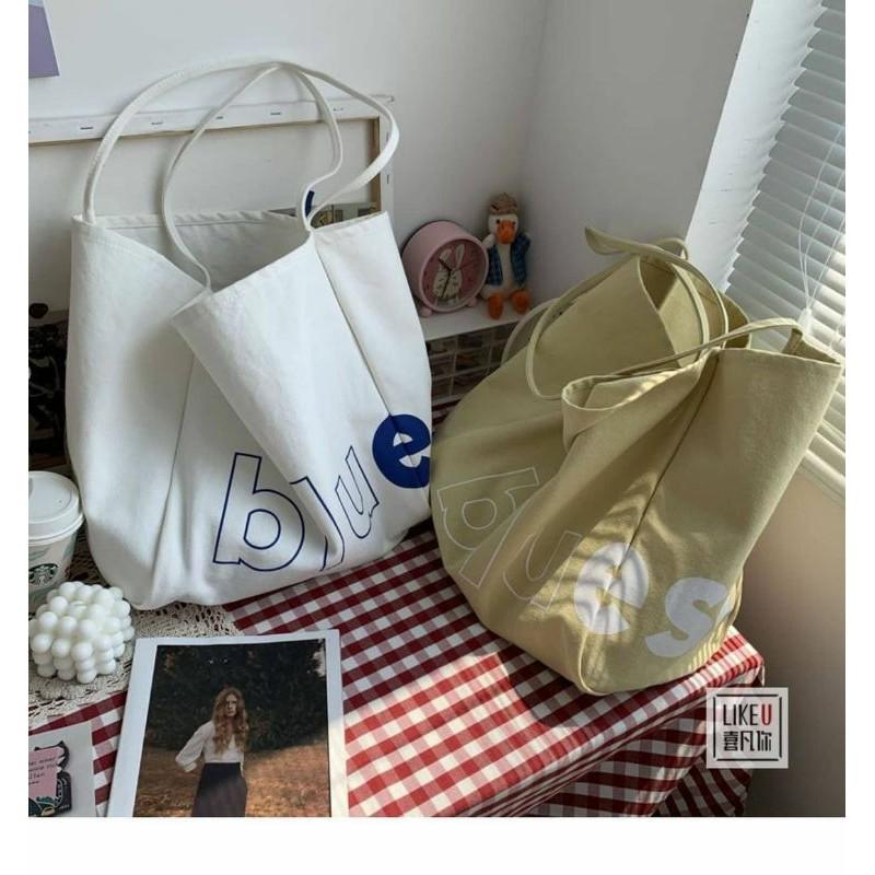 Túi tote vải canvas, túi vải ulzzang. túi tote blue