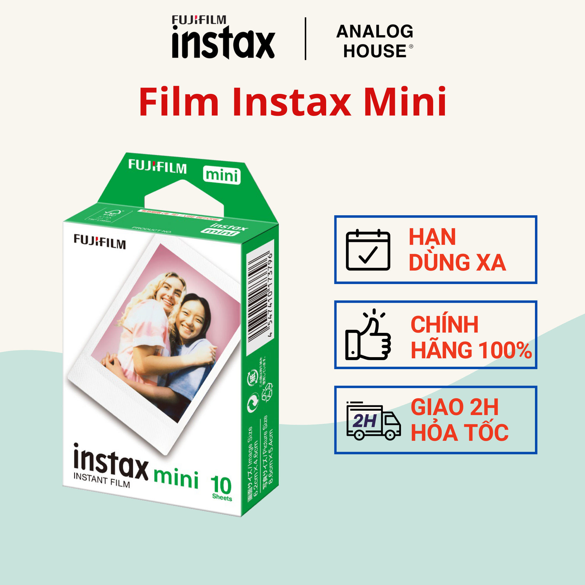 Film chụp ảnh lấy liền Fujifilm Instax Mini hộp 10 tấm - Hàng chính hãng