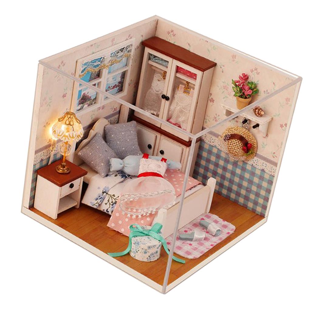 DIY Miniature Dollhouse Kit with Furniture & LED Light, 1:24 Scale Model 3D House Kit, Best Birthday/Christmas Gift for Kids Adults