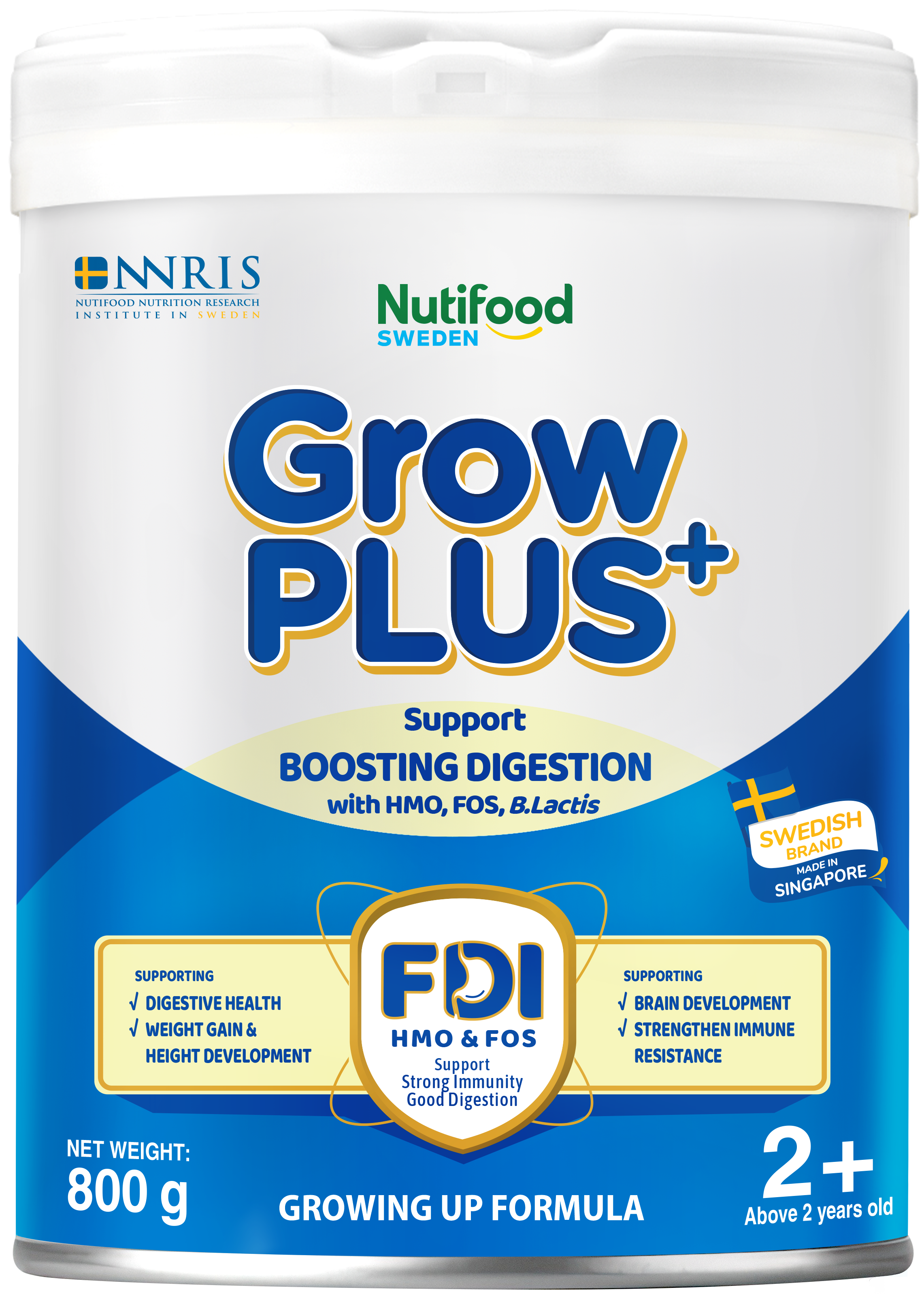 Sữa công thức Growplus+ Xanh nhạt 2+ lon 800g - Tiêu hoá khoẻ, Bé tăng cân (trên 2 tuổi)