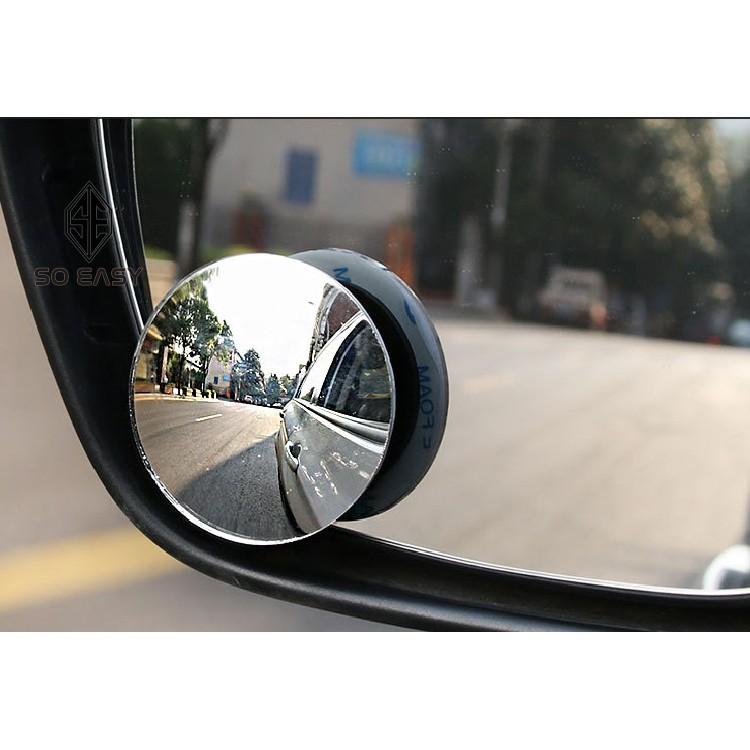 Bộ 2 gương cầu lồi 3 cm chiếu hậu xóa điểm mù xe hơi, ô tô, xe tải tăng độ an toàn, xoay 360 độ cố định
