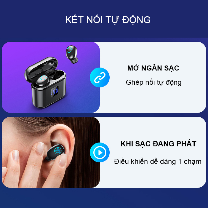 Tai Nghe Bluetooth Không Dây SIDOTECH X11B Airpod Mini TWS True Wireless Có Mic Âm Thanh CV8 Bùng Nổ Siêu Bass, Màn Hình LED Hiển Thị Pin, Cảm Ứng Vân Tay Cực Nhạy, Kích Thước Mini Phù Hợp IOS Android - Hàng Chính Hãng