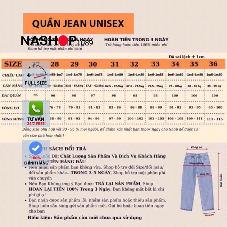 Quần jean bò baggy nam Nashop QT30 1089 quần bò ống đứng hot năm 2021