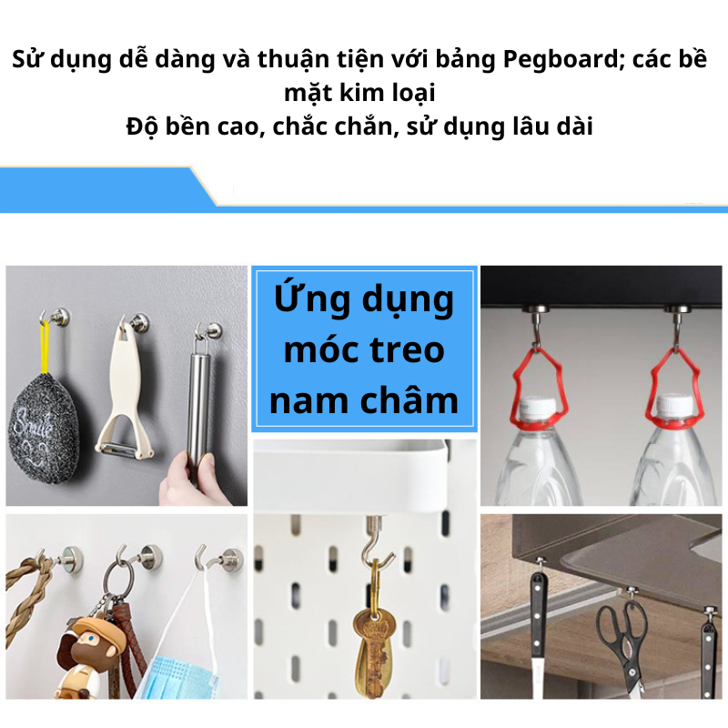 Móc treo nam châm Dola Home dùng cho bảng pegboard, bề mặt tủ lạnh và bề mặt kim loại treo đồ dùng chiụ lực đến 10kg