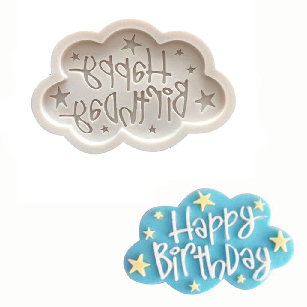 Birthday Letter Cake Mold Silicone Fondant Mold Cake Decorating Chocolate Baking Tool Cloud Happy Birthday Cake Decoration