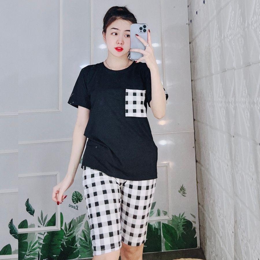 Đồ ngủ nữ trung niên quần lửng ngố Đồ bộ nữ đồ mặc nhà đẹp dễ thương bigsize thun cotton thể thao ESHOP AD19
