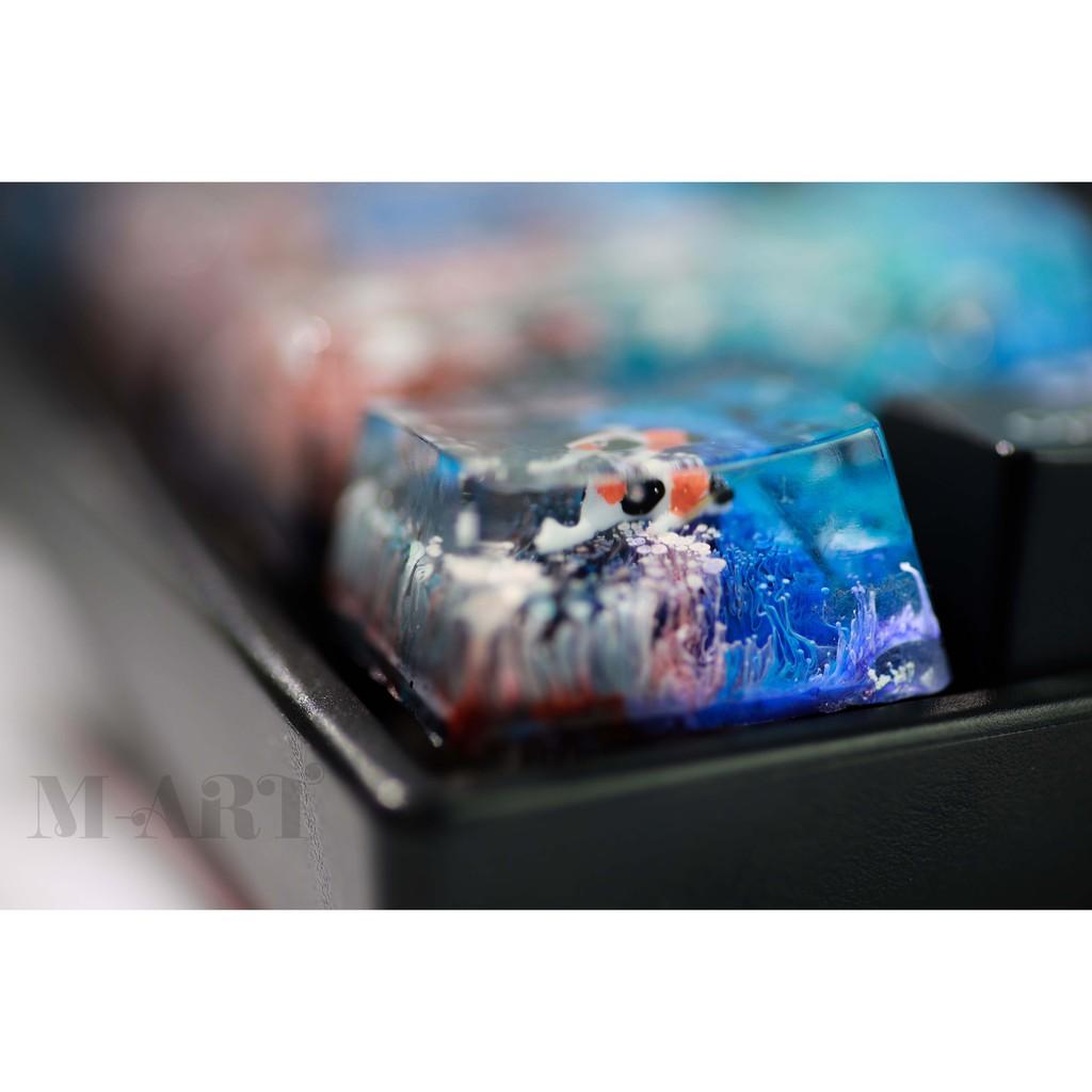 Set nút bàn phím cá koi phối màu san hô tiểu cảnh - Keycap artisan handmade