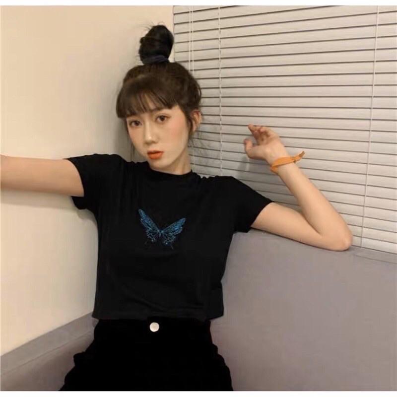 ÁO CROPTOP THÊU BƯỚM ULZZANG