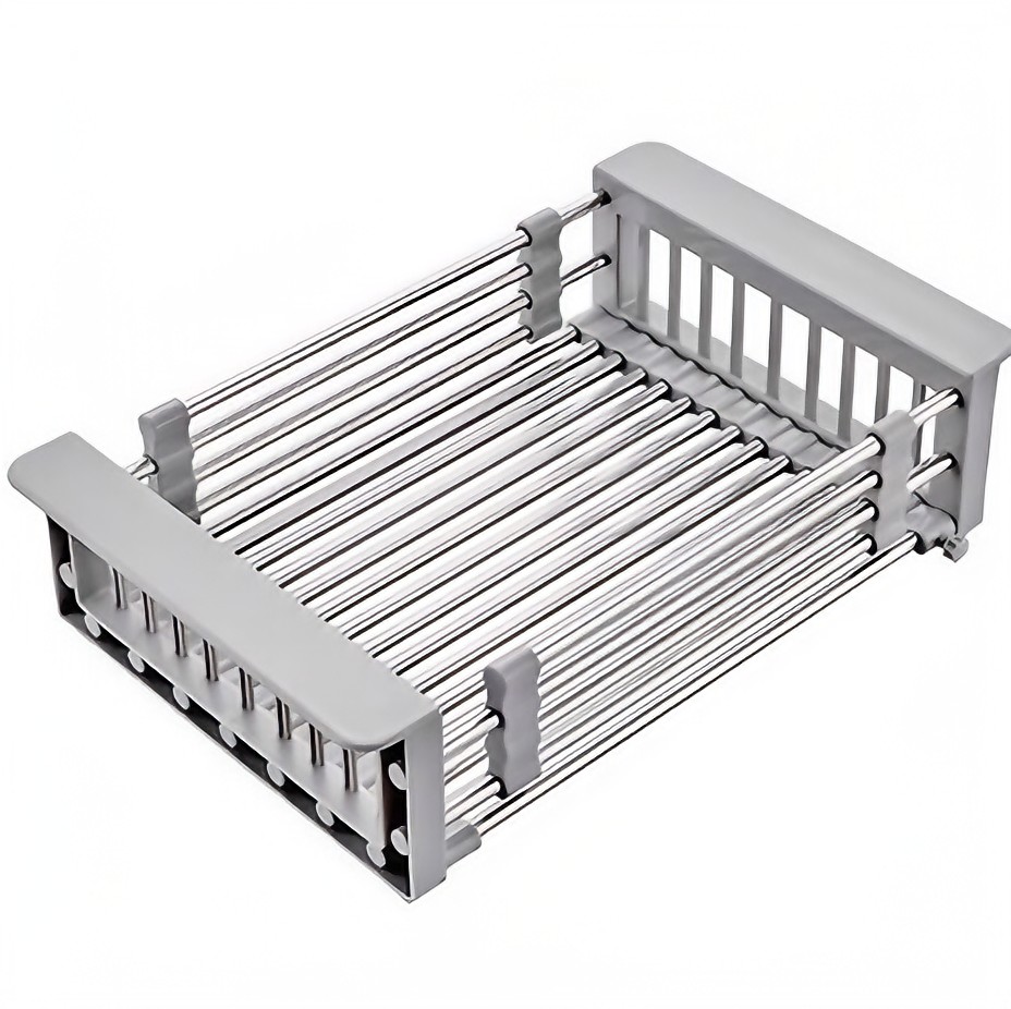 Rổ kéo KG19 gác trên bồn rửa trái cây, rau củ, chén bát đựng đồ đa năng kt điều chỉnh phù hợp mọi loại chậu inox304- Hàng chính hãng