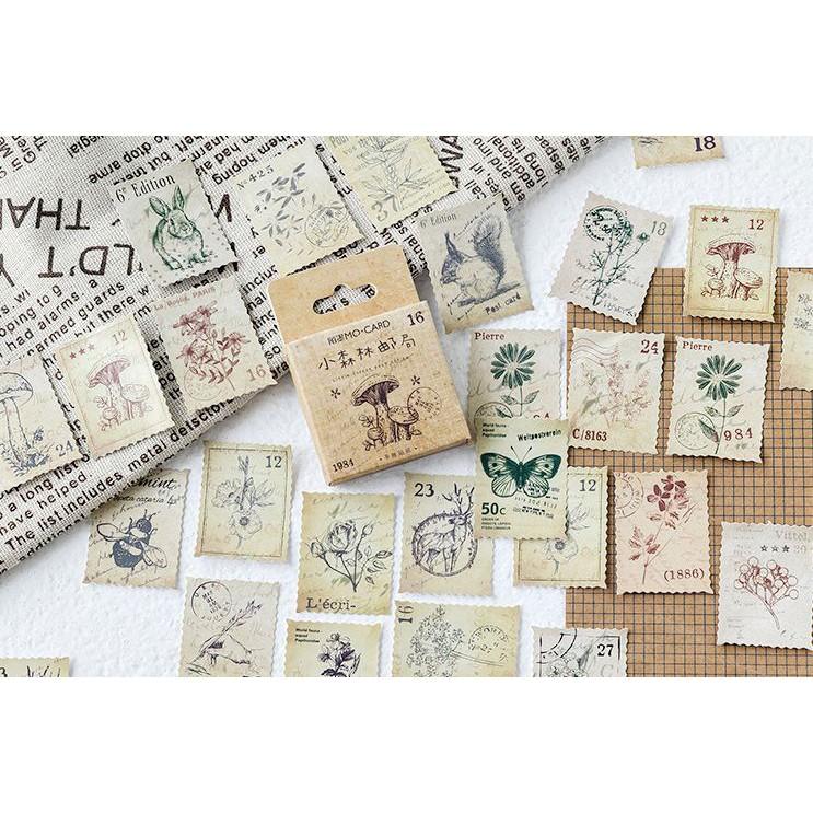 Bộ 46 Sticker Hàn Quốc trang trí phong cách vintage xinh xắn E17