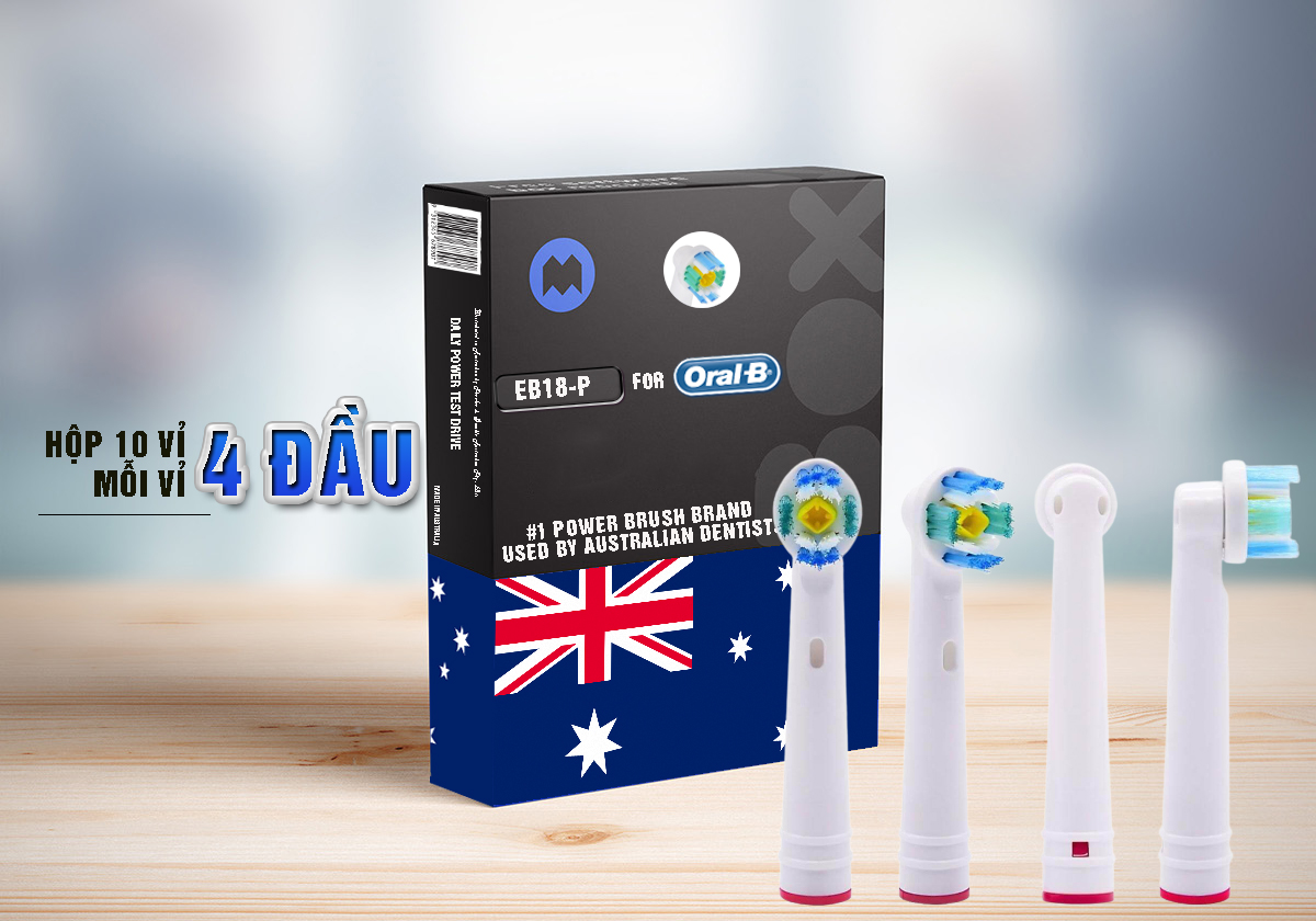 Cho máy Oral B Braun, bộ 4 Đầu Bàn Chải đánh răng điện thay thế MIHOCO EB18-P New   ,  phá tan mảng bám, cho răng trắng sáng