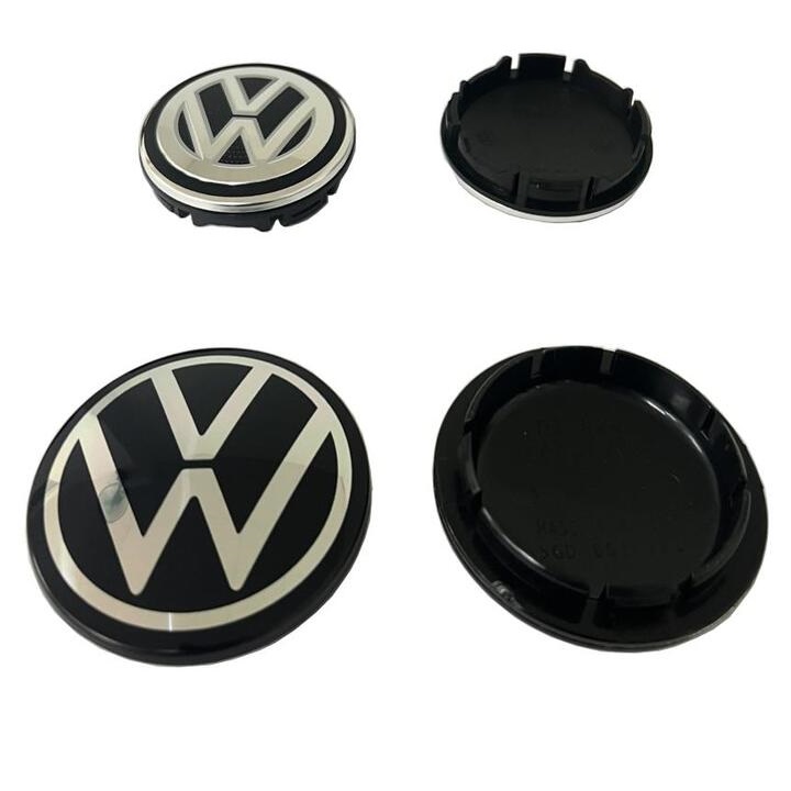 Logo chụp mâm, ốp lazang bánh xe ô tô Volkswagen - Chất liệu: Nhựa ABS + Hợp kim nhôm
