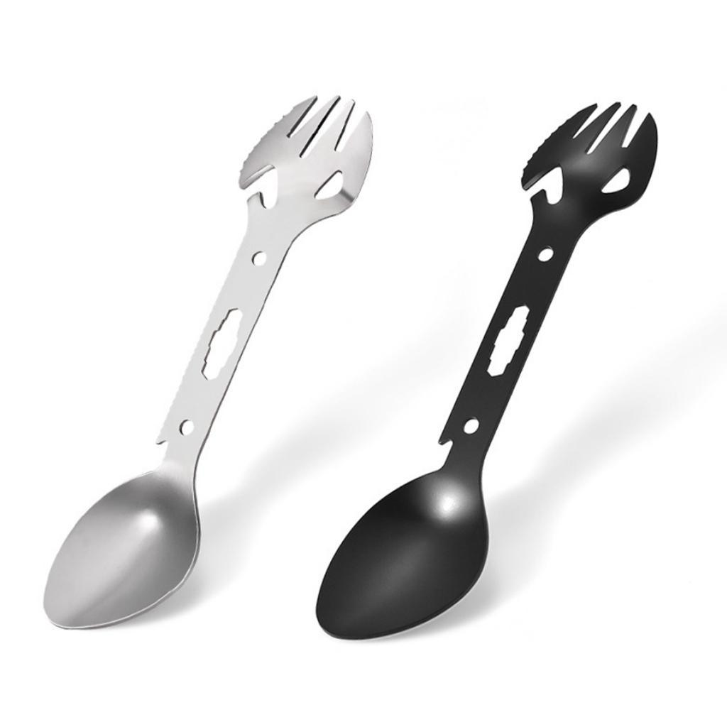 Multi-purpose Spork Camping Fork Spoon Bottle Beer Can Opener Outdoor Tableware