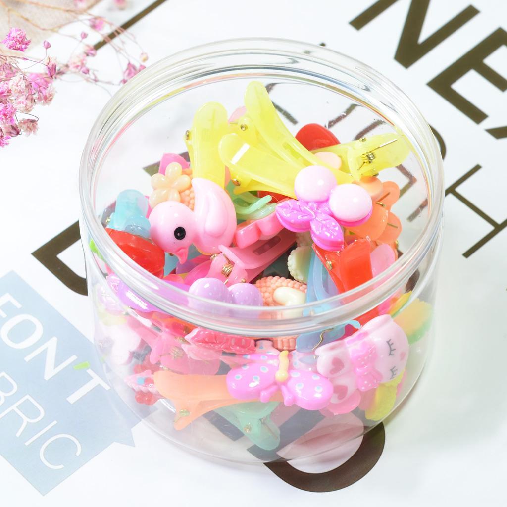 30 Pieces Bright Colors Hair Clips No Slip Duck Bill Hair Clips Girls Barrettes with Resin Shapes Decorations for Girls Toddlers Kids Women Accessories (Assorted Colors) Pack in Clear Box