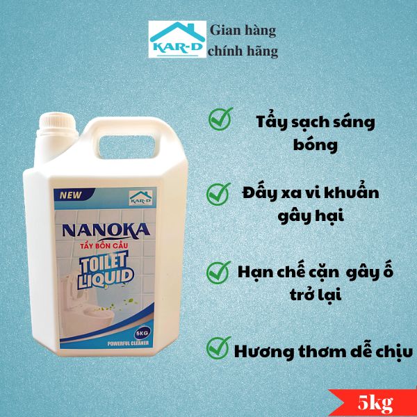 Tẩy bồn cầu Nanoka 5kg, Tẩy sạch các vết bẩn nhà tắm, bồn cầu, không gây mùi khó chịu