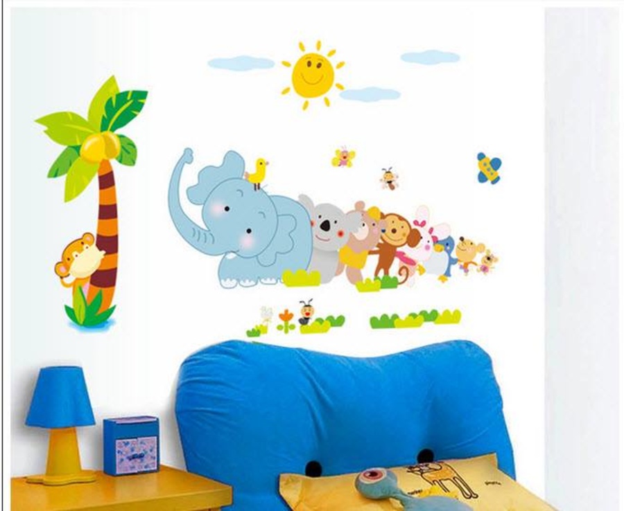 Decal dán tường thú kéo dừa - HP143