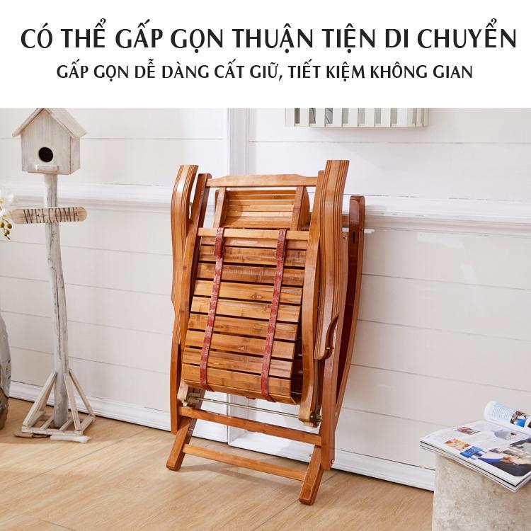 Ghế bập bênh thư giãn bằng tre hàng cao cấp đa năng nằm đọc sách, nghỉ ngơi, xem tivi có thể gấp gọn