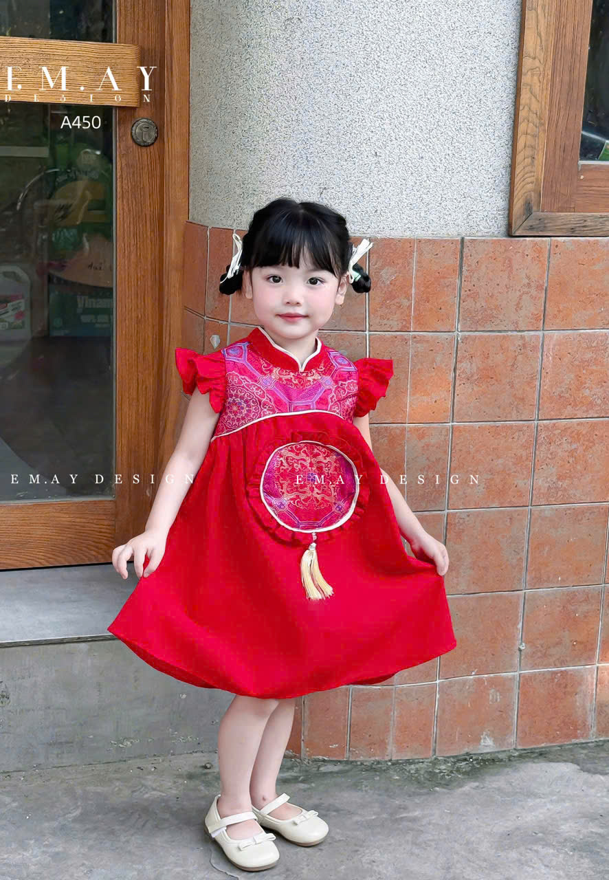 Bộ áo dài sườn xám cho bé trai bé gái diện tết năm mới giáng sinh từ 10-40kg hàng thiết kế