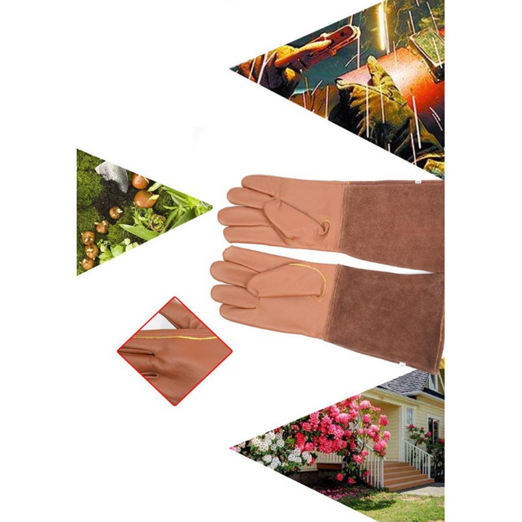 2 Pairs Leather Work Gloves Thorn  Cowhide Gardening Gloves for Men Women