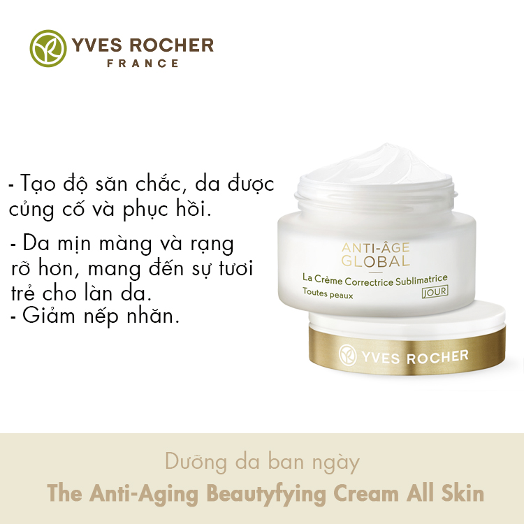 Dưỡng Da Ban Ngày Chống Lão Hóa Dành Cho Mọi Loại Da Yves Rocher The Anti-Aging Beautyfying Cream All Skin Types - Day 50ml